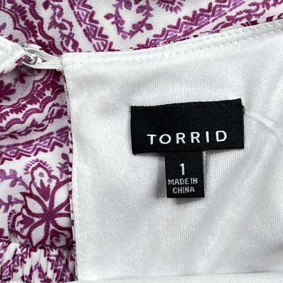 torrid Mini Chiffon Skater Dress Flutter Sleeve Berry Floral Size 1‎ - NWOT - Picture 6 of 8